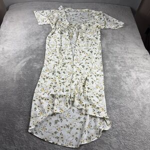 Liberty Love Dress White Floral Juniors Size Medium Ruffled Short Sleeves